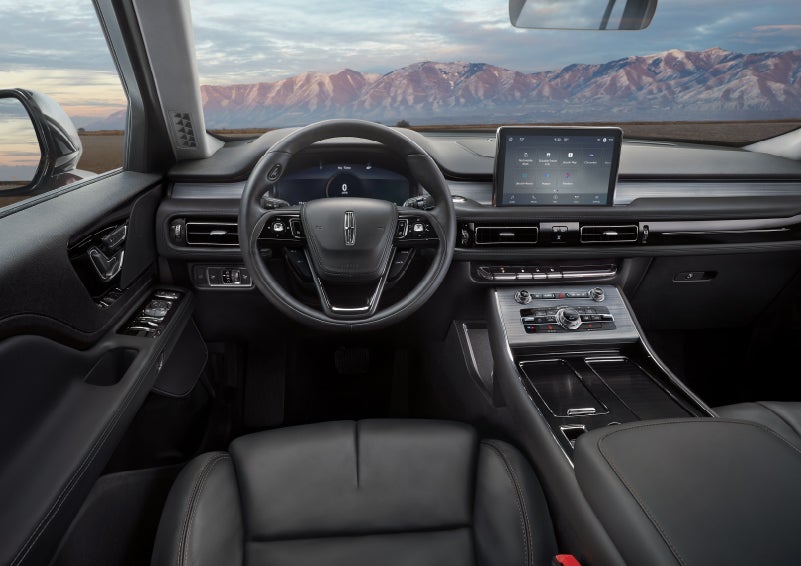 The interior of a Lincoln Aviator® SUV is shown | Apple Lincoln Apple Valley in Apple Valley MN