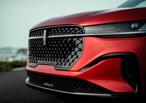The sleek grille of a 2024 Lincoln Nautilus® SUV with the available Jet Appearance Package makes a bold statement. | Apple Lincoln Apple Valley in Apple Valley MN
