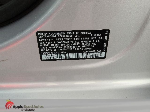 2013 Volkswagen Passat 2.5 SE