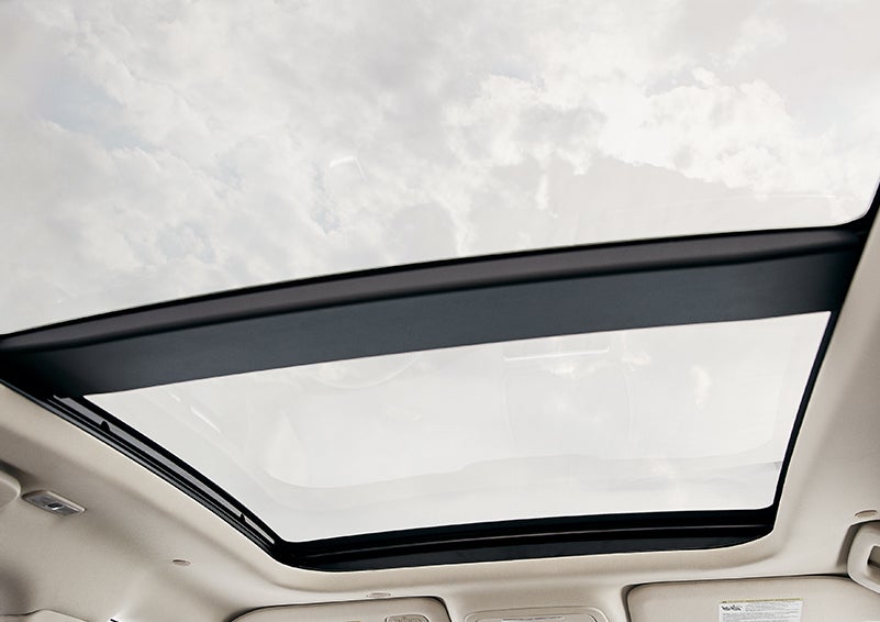 The available panoramic Vista Roof® is shown from inside a 2024 Lincoln Corsair® SUV. | Apple Lincoln Apple Valley in Apple Valley MN