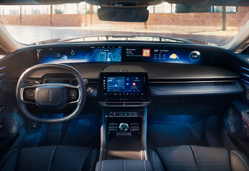 A large panoramic display is shown on the dashboard of a 2024 Lincoln Nautilus® SUV | Apple Lincoln Apple Valley in Apple Valley MN