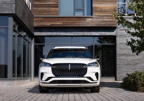 The front of a 2026 Lincoln Aviator® SUV is shown. | Apple Lincoln Apple Valley in Apple Valley MN